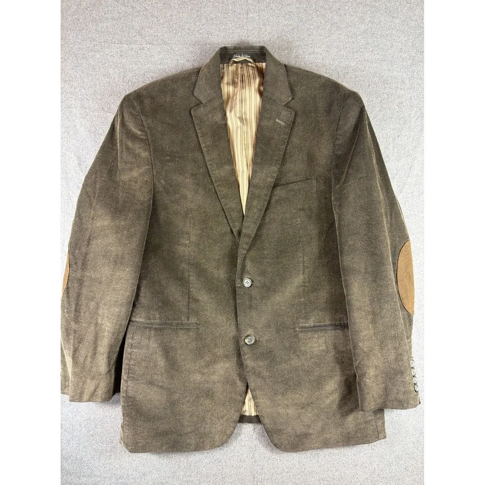 Chaps Corduroy Blazer Mens 42R Brown Elbow Patches Sport Coat Cotton‎ Classic